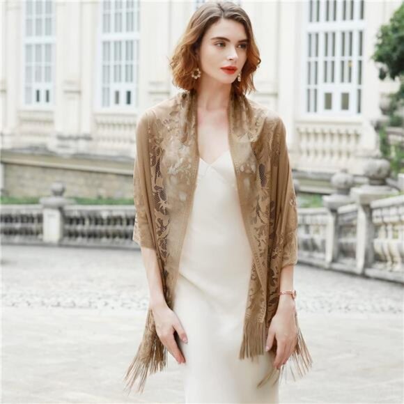 Shawls Wraps for Women Brown - Picture 3 of 5